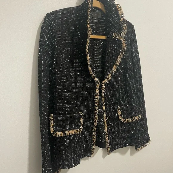ST. JOHN blazer tweed fringe - Picture 13 of 13
